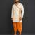 ivory white printed cotton silk men dhoti kurta set