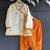 ivory white printed cotton silk men dhoti kurta set