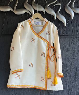 ivory white printed cotton silk men dhoti kurta set 10