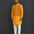 mustard yellow woven cotton silk jacket styled men kurta set