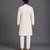 Off white teal printed cotton silk Men Kurta Set