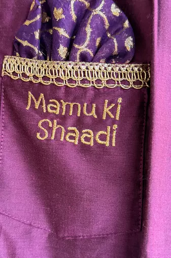 Grape purple embroidered cotton silk Men Kurta Set