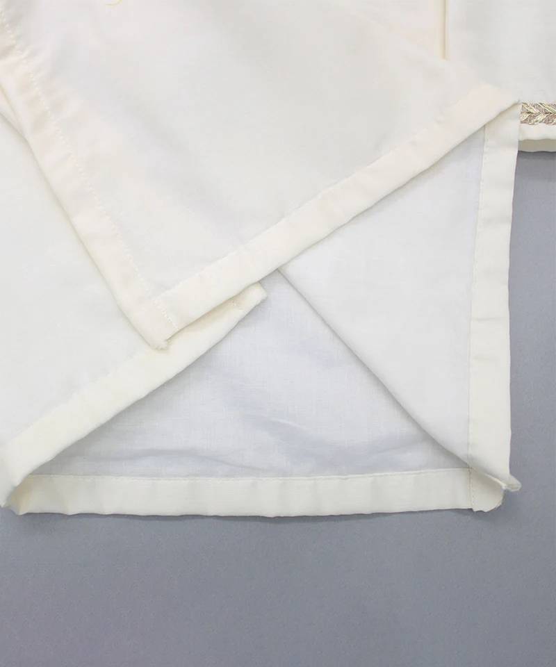 Off white embroidered cotton silk kurta set