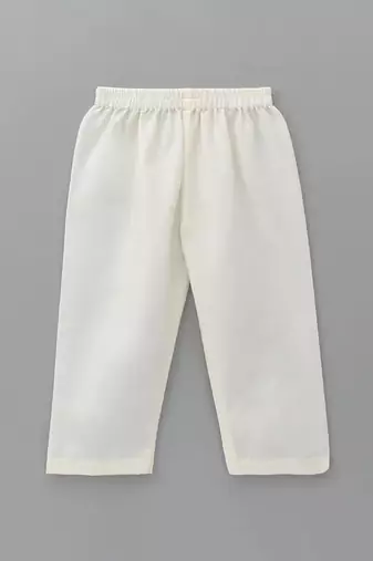 Off white embroidered cotton silk kurta set