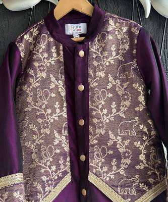 royal purple embroidered cotton silk men kurta set 6