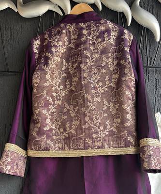 royal purple embroidered cotton silk men kurta set 8