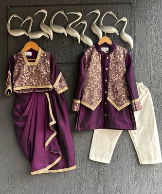 royal purple embroidered cotton silk men kurta set 12