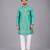 Turquoise blue embroidered cotton silk Men Kurta Set
