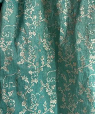 Turquoise blue embroidered cotton silk Men Kurta Set 8