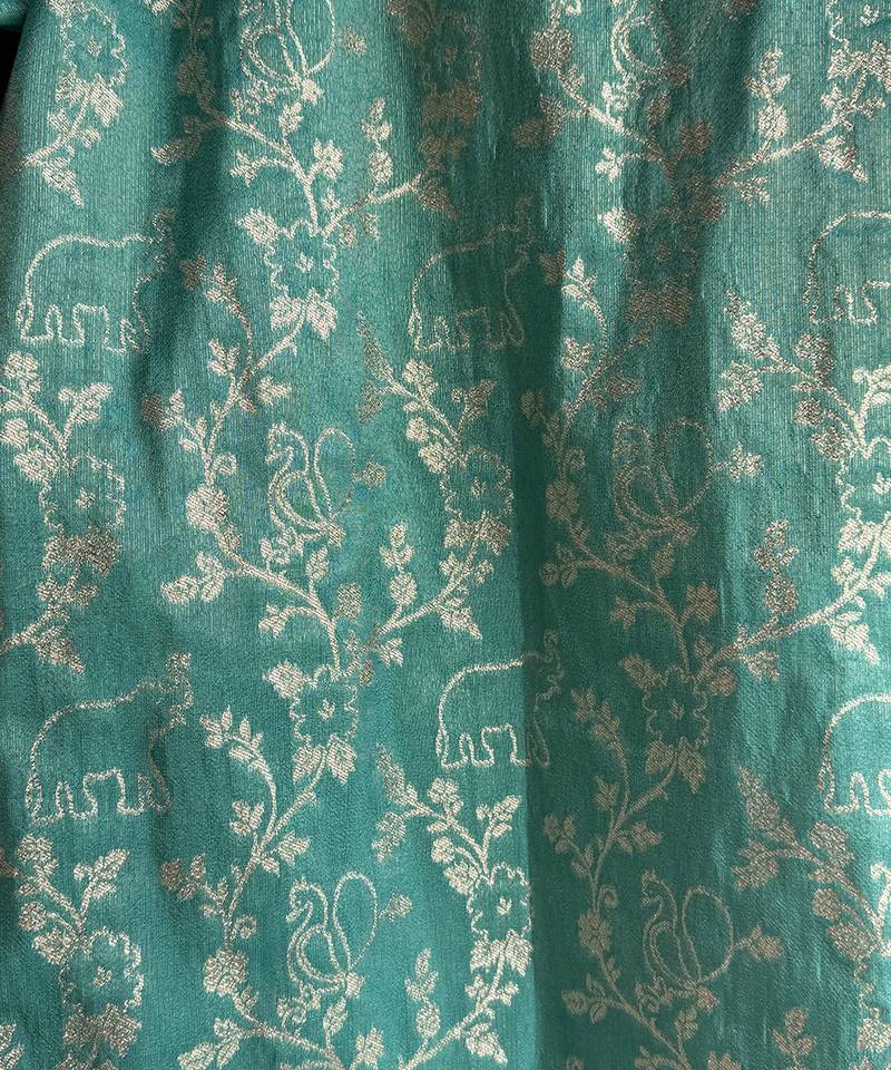 Turquoise blue embroidered cotton silk Men Kurta Set