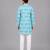 Sky blue floral printed cotton silk Men Kurta Set