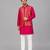 Hot pink embroidered cotton silk Men Kurta Set