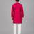 Hot pink embroidered cotton silk Men Kurta Set