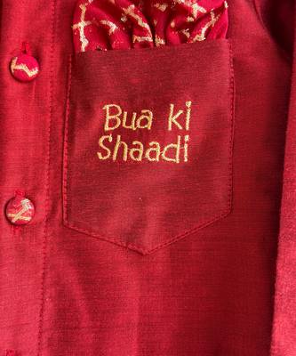 Maroon embroidered cotton silk kurta set 5