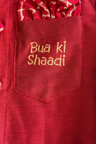Maroon embroidered cotton silk kurta set