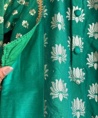 Parrot green printed chanderi kurta set 10