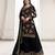 Black chinon semi stitched suit with embroidery & sequence work