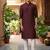 Buy elegant copper wine color silk men's kurta set with off-white pants