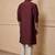 Buy elegant copper wine color silk men's kurta set with off-white pants