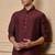 Buy elegant copper wine color silk men's kurta set with off-white pants