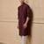 Buy elegant copper wine color silk men's kurta set with off-white pants