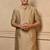 Buy elegant gold color silk men's kurta set with off-white pants