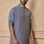 Buy elegant light grey silk men's kurta set with off-white pants