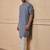 Buy elegant light grey silk men's kurta set with off-white pants