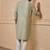 Buy elegant light green silk men's kurta set with off-white pants