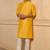 Buy elegant yellow silk men's kurta set with off-white pants