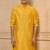 Buy elegant yellow silk men's kurta set with off-white pants