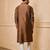 Buy elegant brown silk men's kurta set with off-white pants