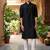 Buy elegant black silk men's kurta set with off-white pants