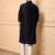 Buy elegant black silk men's kurta set with off-white pants