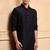 Buy elegant black silk men's kurta set with off-white pants