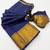 blue checkered banarasi silk blend saree