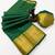 green checkered banarasi silk blend saree