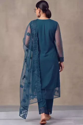 women embroidered regular thread work kurta with trousers & dupatta