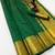 green checkered banarasi silk blend saree