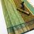 green checkered banarasi silk blend saree