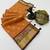 orange checkered banarasi silk blend saree
