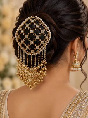 Kundan ambada juda pin bun cage & hair brooch 1