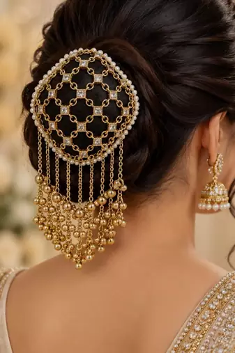 Kundan ambada juda pin bun cage & hair brooch