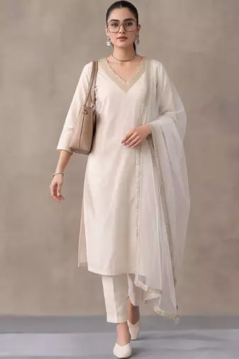 women ethnic motifs regular kurta with trousers with dupatta