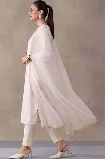 women ethnic motifs regular kurta with trousers with dupatta