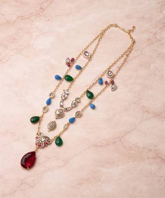 Gold plated multicolor kundan necklace 2