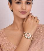 Gold plated pink kundan bracelet