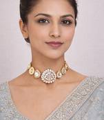 Gold plated kundan choker necklace