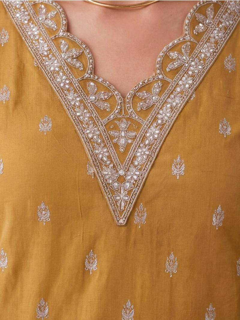 women ethnic motifs embroidered regular thread work kurta trousers & with dupatta