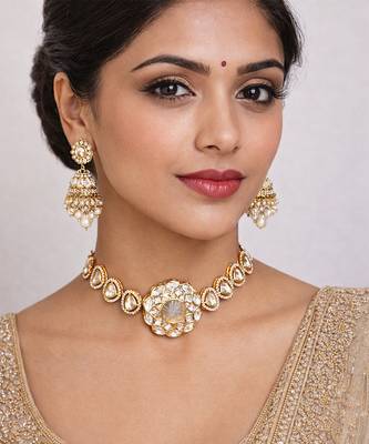 Gold plated polki necklace 1